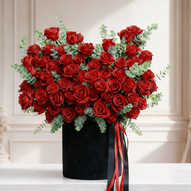 Luxury Red Rose & Eucalyptus Arrangement
