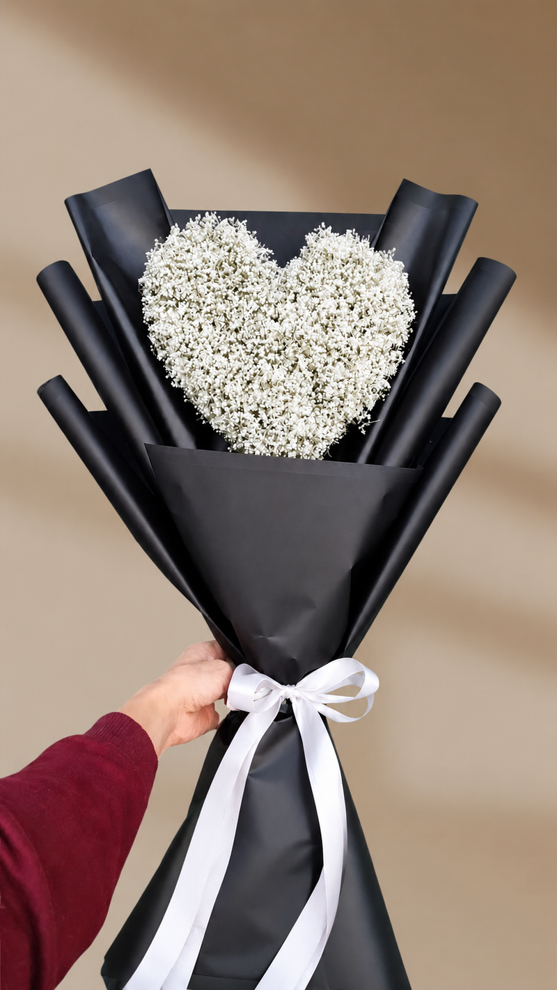 Red Gypsophila Heart Bouquet ❤️