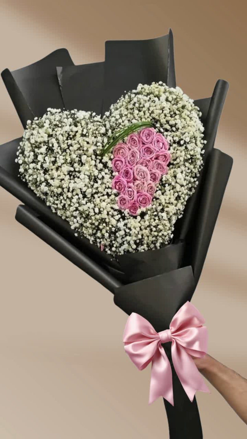 Gypsophila &amp; Mini Pink Roses Bouquet 💗