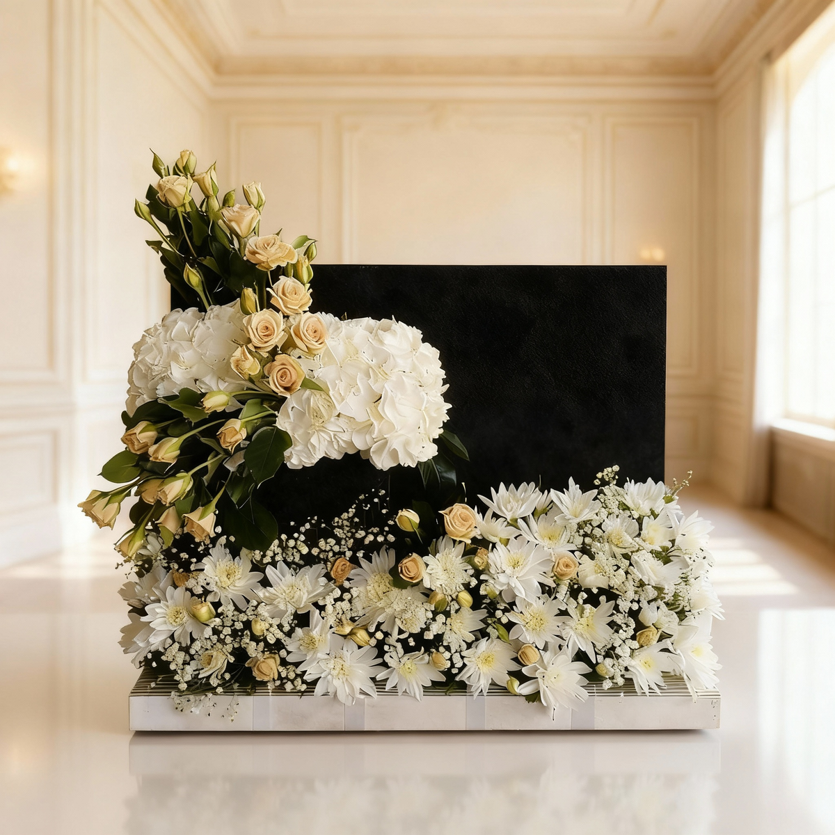 Elegant White Floral Ceremony Arrangement with Roses