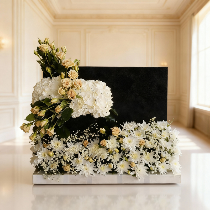 Elegant White Floral Ceremony Arrangement with Roses