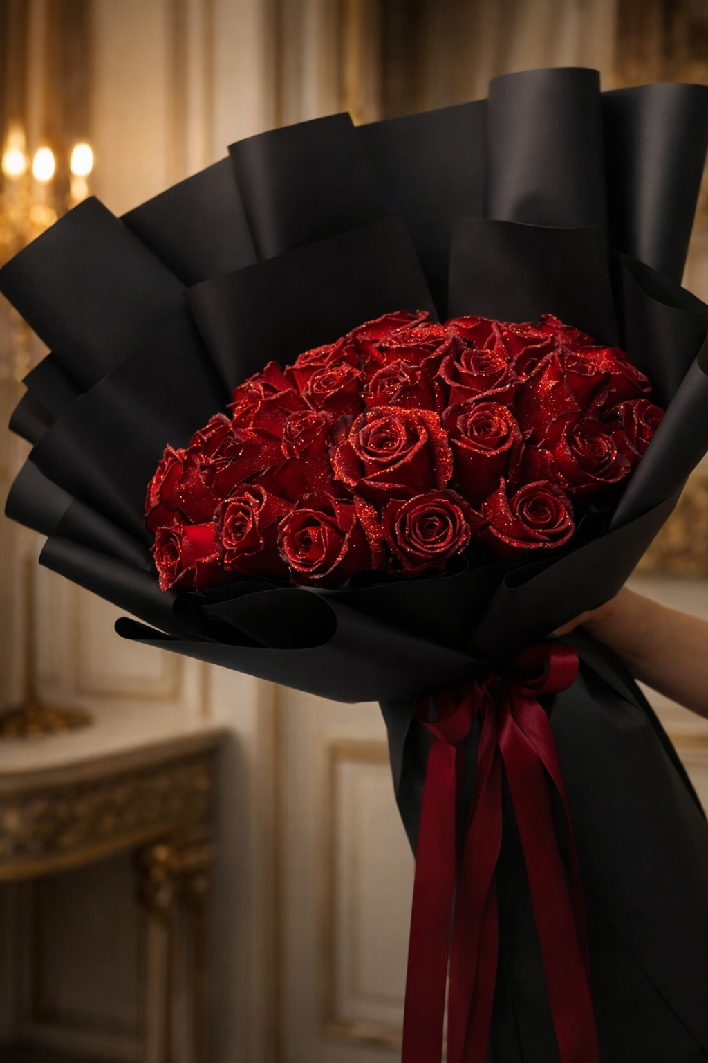 Luxury Glitter Red Rose Bouquet