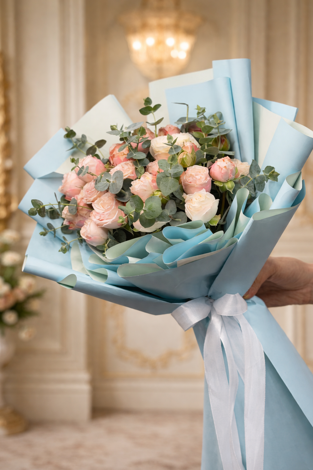 Pink Rose & Eucalyptus Bouquet