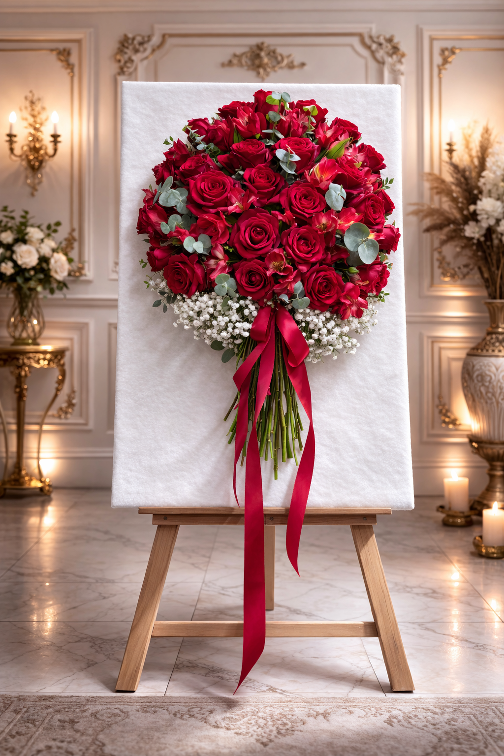 Luxury Red Roses Arrangement on Velvet Base